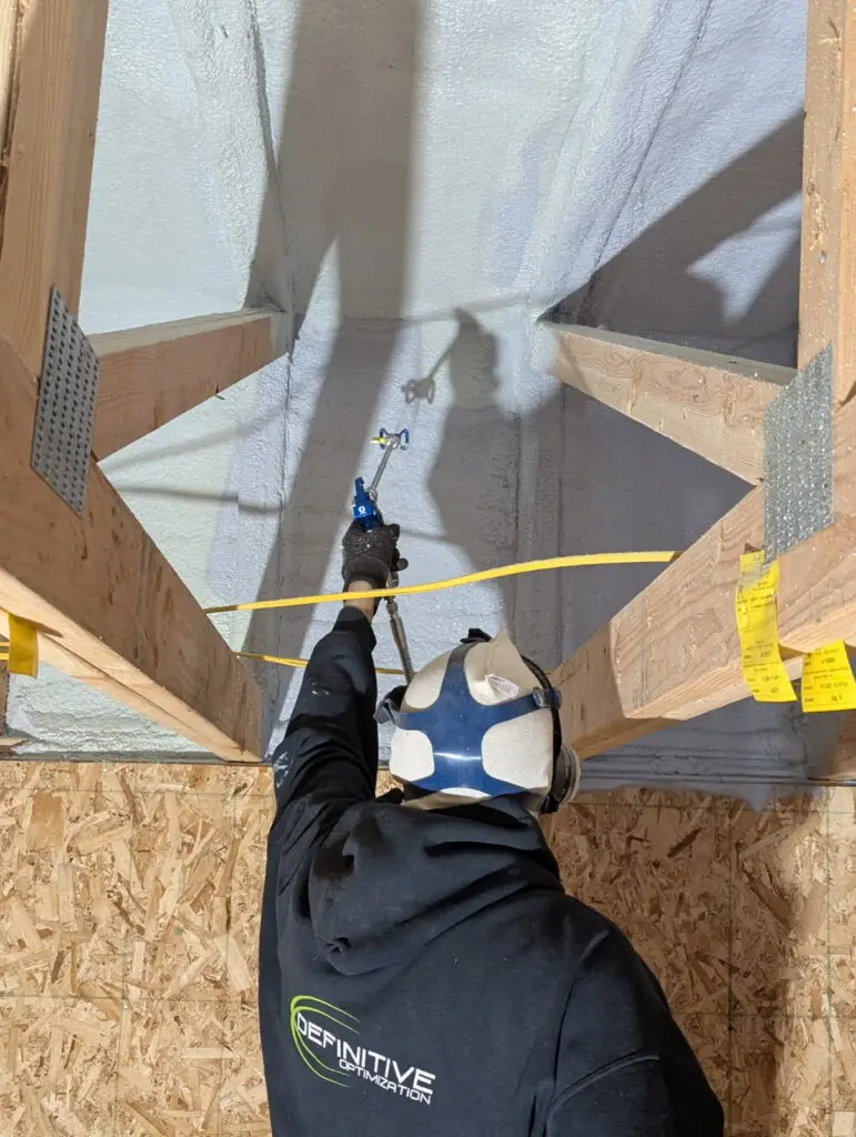 Applying intumescent fire coating over spray foam insulation in Kalispell Montana