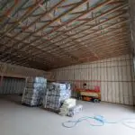 Spray foam equipment warming up before insulating 16000 square foot warehouse in Kalispell Montana