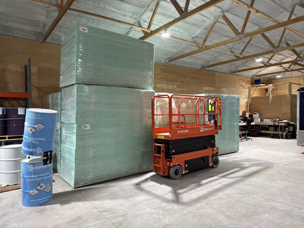 Kingspan GreenGuard rigid insulation boards stacked in warehouse in Kalispell Montana