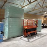 Kingspan GreenGuard rigid insulation boards stacked in warehouse in Kalispell Montana